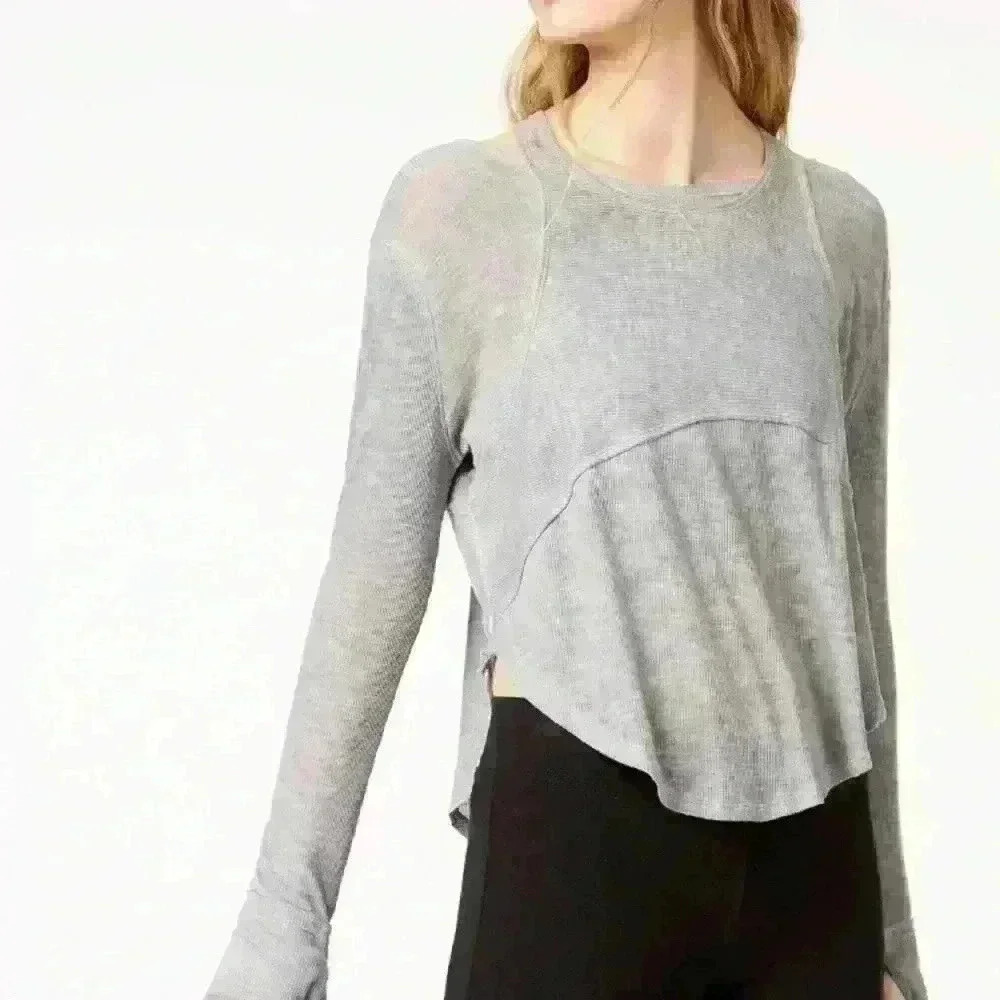 Free People Heather Gray Long Sleeve Tee